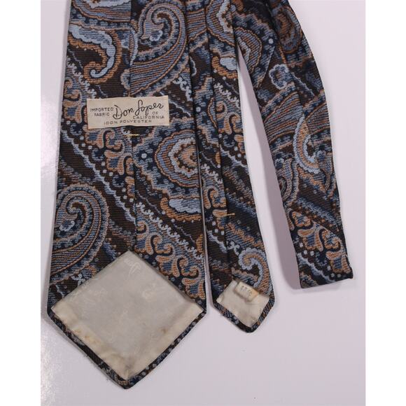 Don Loper of California Vintage 60's 70s Jacquard Paisley Necktie Tie - Picture 4 of 5